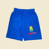Blue Minion Print Kids Shorts Coord Set (Unisex) - Shorts with Single Side Packet