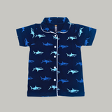Blue Whale Kids Night Suit - Half Sleeve Shirt and Full Pant