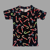 Candy Cane Print Half Sleeve Kids Coords (Unisex)