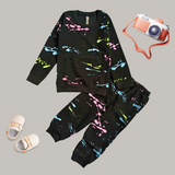 Color Splash Print Kids Sweatshirt and Joggers Set (Unisex)