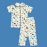 Cute Dinos Kids Night Suit - Half Sleeve Shirt and Full Pant