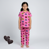 Twin Heart Mickey Kids Coords (Unisex) - Half Sleeve T-Shirt and Full Pant
