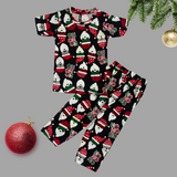 Ho ho Cool Santa Print Half Sleeve Kids Coords (Unisex)
