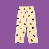 Meow Print Kids Night Suit - Half Sleeve Shirt and Full Pant