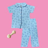 Puppies Print Kids Night Suit - Half Sleeve Shirt and Full Pant