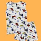 White Paw Kids Sleeveless T-Shirt Shorts Set (Unisex)