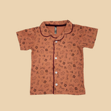 Choco Animals Print Kids Night Suit - Half Sleeve Shirt and Full Pant