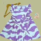 Lavender Bliss - Frill Cotton Frock with Ruffle Sleeve and bow
