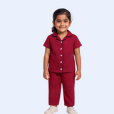 Polkadots Print Kids Night Suit - Half Sleeve Shirt and Full Pant