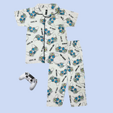 Pro Gamer Print Kids Night Suit - Half Sleeve Shirt and Full Pant