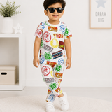 White Avengers Kids Coords Set (Unisex) - Half Sleeve TShirt and Pant