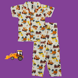 JCB Print Kids Night Suit - Half Sleeve Shirt and Full Pant