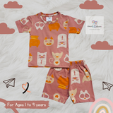 Peach Kitty Kids Shorts Coords Set (Unisex) – Half Sleeve TShirt and Trouser