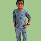 Grey Mickey Full Sleeve Kids Coords Set (Unisex) - Pant with Single Side Packet