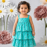Aqua Floral Tiered Frock
