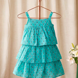 Aqua Floral Tiered Frock