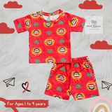 Peach Monkey Kids Shorts Coords Set (Unisex) – Half Sleeve TShirt and Trouser