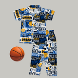 Basket Ball Print Kids Night Suit - Half Sleeve Shirt and Full Pant