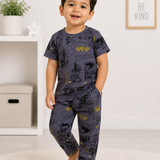 Batman Print Half Sleeve Kids Coords (Unisex) - Half Sleeve T-Shirt and Full Pant