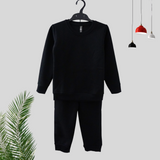 Plain Black Kids Sweatshirt and Joggers Set (Unisex)