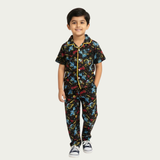 Space World Kids Night Suit - Half Sleeve Shirt and Full Pant