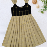 Black Swarnam Raw Silk Frock - Black Tussar Combo (Preorder - Dispatch from 25-7-16)
