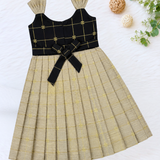 Black Swarnam Raw Silk Frock - Black Tussar Combo (Preorder - Dispatch from 25-7-16)
