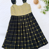 Black Swarnam Raw Silk Frock - Tussar Black Combo  (Preorder - Dispatch from 25-7-16)
