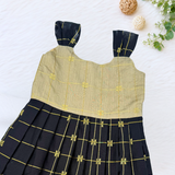 Black Swarnam Raw Silk Frock - Tussar Black Combo  (Preorder - Dispatch from 25-7-16)