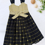 Black Swarnam Raw Silk Frock - Tussar Black Combo  (Preorder - Dispatch from 25-7-16)