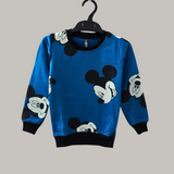 Blue Black Mickey Print Kids Sweatshirt and Joggers Set (Unisex)