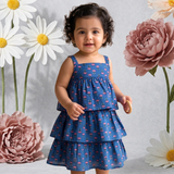 Blue Floral Tiered Frock