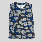 Blue Mickey Print Kids Sleeveless T-Shirt Shorts Set (Unisex)