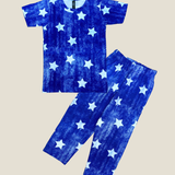 Blue Star Print Kids Coords (Unisex) - Half Sleeve T-Shirt and Full Pant