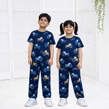 Blue Truck Print Kids Coords (Unisex) - Half Sleeve T-Shirt and Full Pant