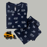 Blue Trucks Print Kids Coords (Unisex) - Half Sleeve T-Shirt and Full Pant