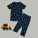 Blue Trucks Print Kids Coords (Unisex) - Half Sleeve T-Shirt and Full Pant