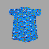 Blue Cars Print Kids collar Coord Set - Half Sleeve Shirt and Full Pant