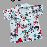 Tropical Hut Tree Boys Printed Half Sleeve Shirt with Shorts | Cuban Collar Shirt & Shorts Set | Dispatch Date Oct 06