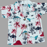 Tropical Hut Tree Boys Printed Half Sleeve Shirt with Shorts | Cuban Collar Shirt & Shorts Set | Dispatch Date Oct 06