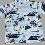 Tropical Blue Sea Boys Printed Half Sleeve Shirt with Shorts | Cuban Collar Shirt & Shorts Set