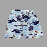 Tropical Blue Sea Boys Printed Half Sleeve Shirt with Shorts | Cuban Collar Shirt & Shorts Set