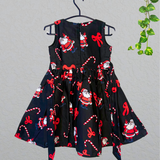 Merry Candy Santa Cotton Frock - Sleeveless Kids Frock