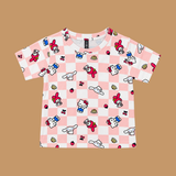 Checks Kitty  Print Kids Coords (Unisex) - Half Sleeve T-Shirt and Full Pant