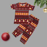 Christmas Fairisle Print Half Sleeve Kids Coords (Unisex)