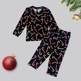 Christmas Candy Cane Full Sleeve Kids Coord Set (Unisex) - Full Sleeve T-Shirt and Full Pant