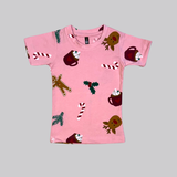 Christmas Candy Love Print Half Sleeve Kids Coords (Unisex) - Half Sleeve T-Shirt and Full Pant