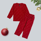 Christmas Glitter Mickey Full Sleeve Kids Coord Set (Unisex) - Full Sleeve T-Shirt and Full Pant