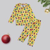 Christmas Santa Reindeer Full Sleeve Kids Coord Set (Unisex) - Full Sleeve T-Shirt and Full Pant