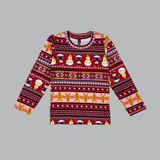 Christmas Snowman Fairisle Full Sleeve Kids Coord Set (Unisex) - Full Sleeve T-Shirt and Full Pant